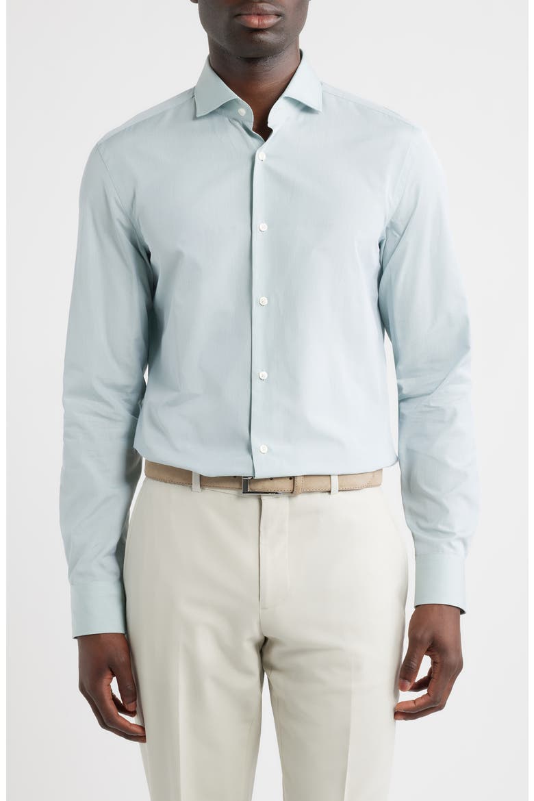 Hank Kent Slim Fit Cotton Dress Shirt, Main, color, OPEN GREEN