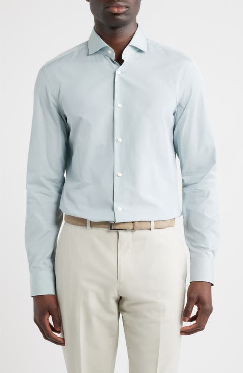 Hank Kent Slim Fit Cotton Dress Shirt (Regular & Big)