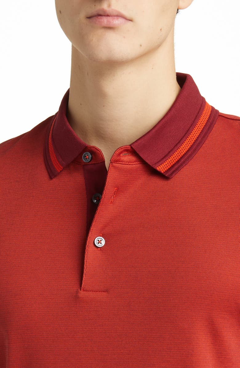 BOSS Pleins Long Sleeve Polo, Alternate, color, Dark Red