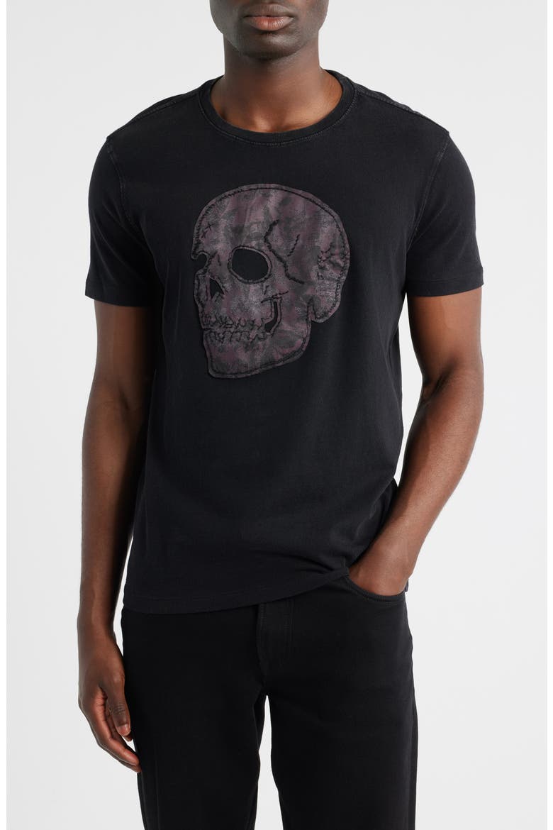 Skull Appliqué Organic Cotton T-Shirt, Main, color, BLACK