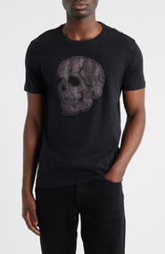 John Varvatos Skull Appliqué Organic Cotton T-Shirt