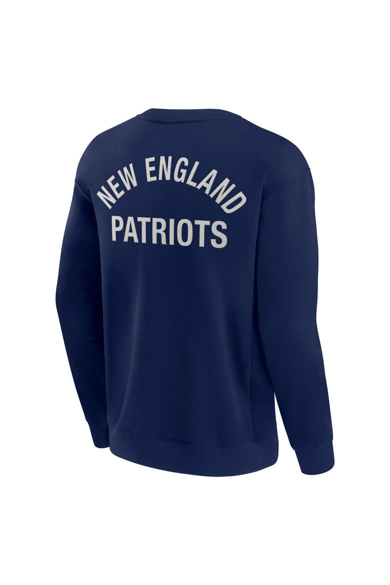 Unisex Fanatics Signature College Navy New England Patriots Super Soft Pullover Crew Sweatshirt, Alternate, color, Navy