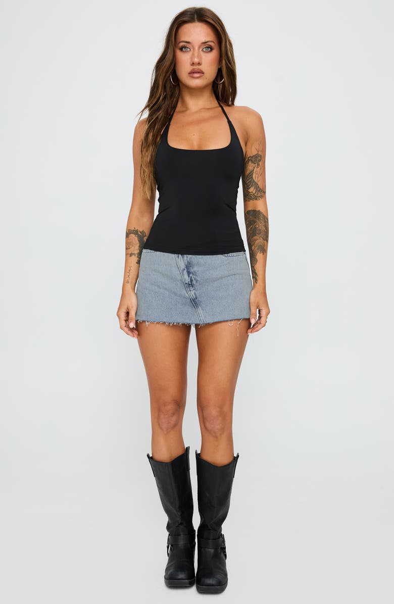 Princess Polly Ezekiel U-Neck Halter Top, Alternate, color, Black