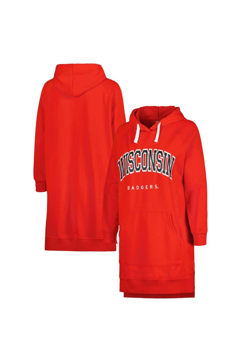 Women's Gameday Couture Red Wisconsin Badgers Take a Knee Raglan Hooded Sweatshirt Dress, Main, color, Red