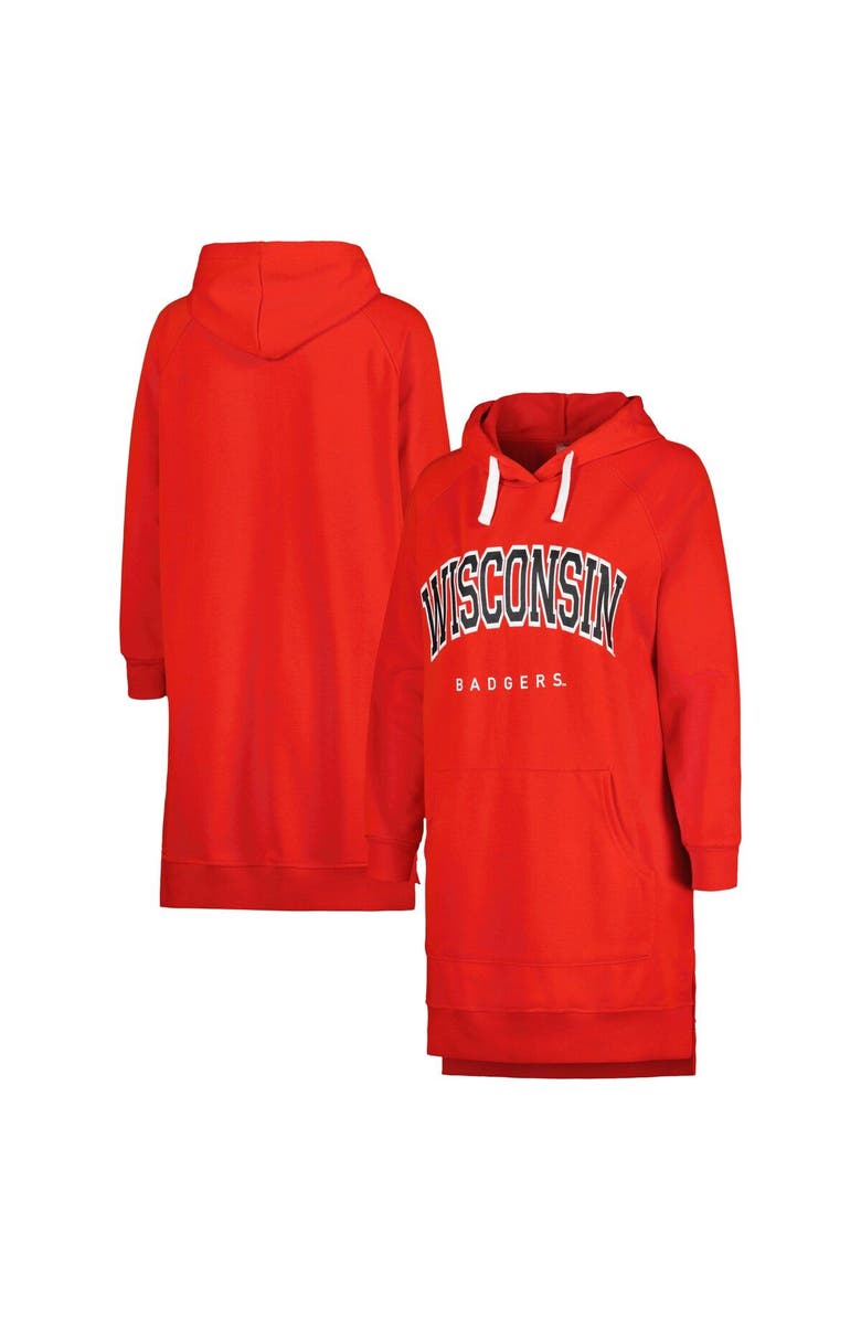 GAMEDAY COUTURE Women's Gameday Couture Red Wisconsin Badgers Take a Knee Raglan Hooded Sweatshirt Dress, Main, color, 