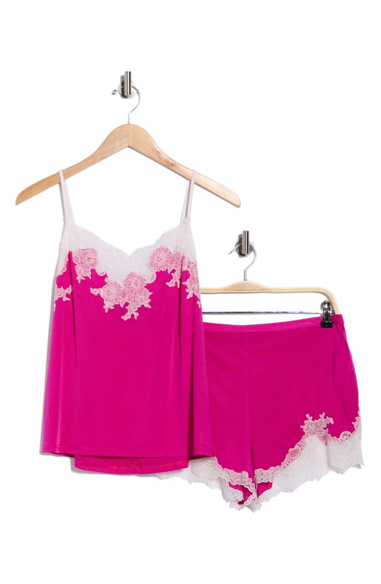 Natori Enchant Lace Short Pajamas, Alternate, color, Fierce Fuchsia
