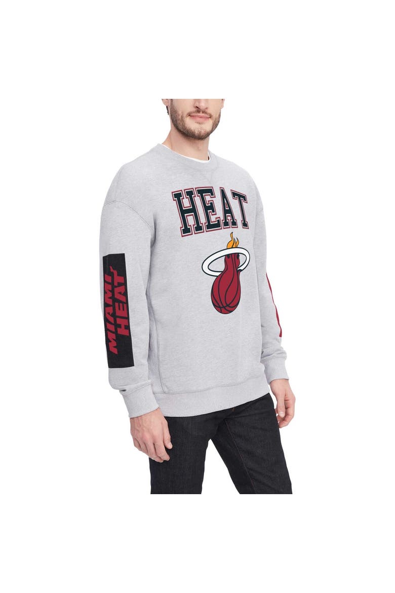 Men's Tommy Jeans Heather Gray Miami Heat Hayes Crew Neck Pullover Sweatshirt, Main, color, Heather Gray
