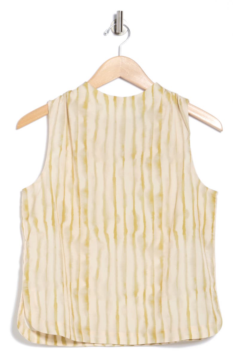 Bobeau Stripe Shirred Shoulder Tank, Alternate, color, Yellow Stripe