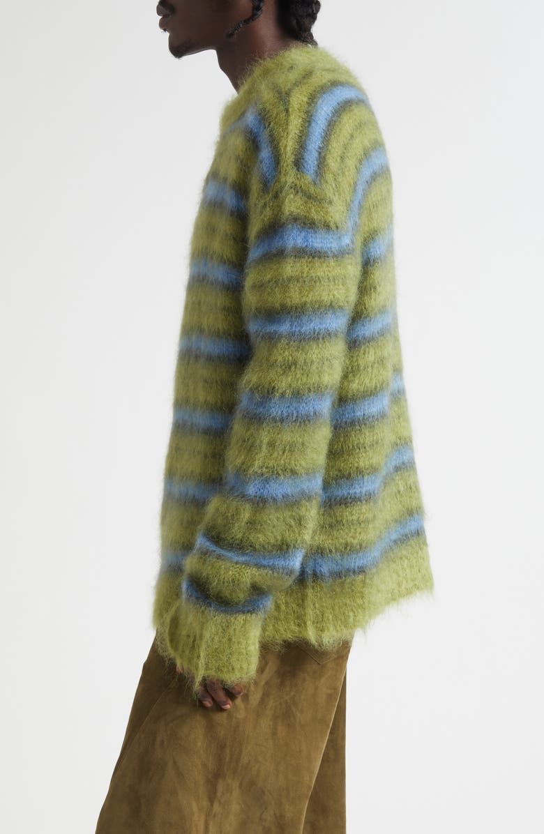 Marni Stripe Mohair Blend Crewneck Sweater, Alternate, color, Green