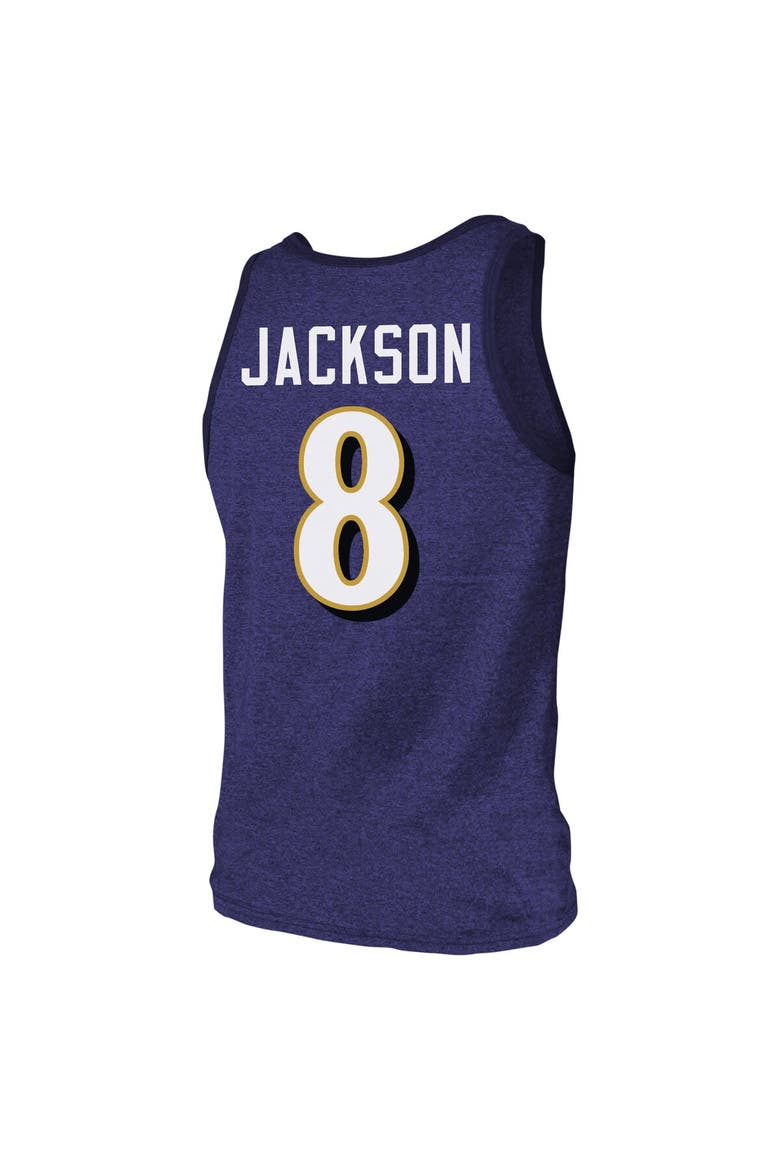Men's Majestic Threads Lamar Jackson Purple Baltimore Ravens Tri-Blend Player Name & Number Tank Top, Alternate, color, Purple