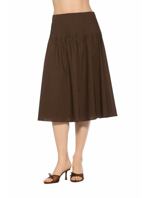 Esme Pintuck Waist Full Poplin Skirt