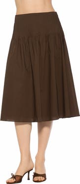 Alexia Admor Esme Pintuck Waist Full Poplin Skirt