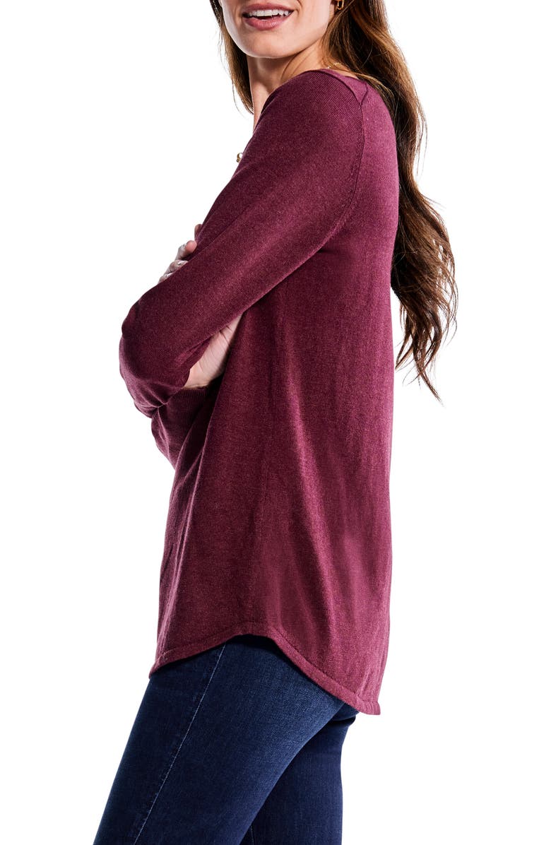 NIC+ZOE Vital V-Neck Sweater, Alternate, color, Port