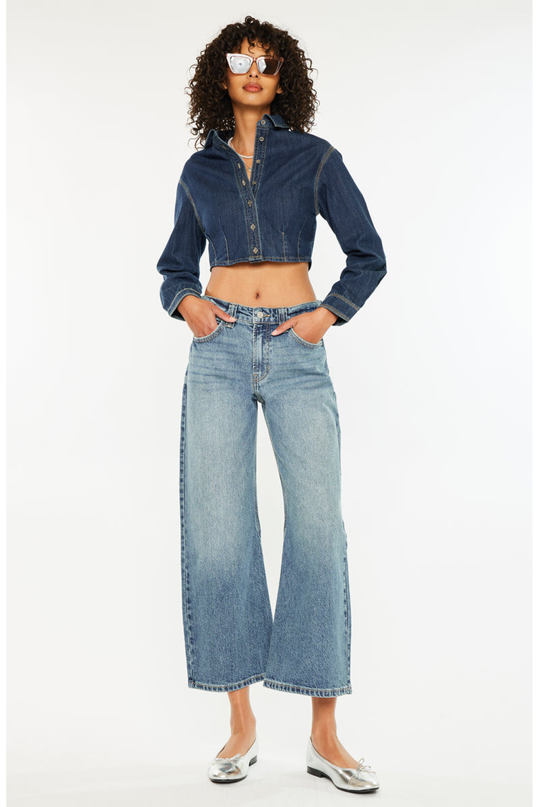 Daliah Mid Rise Loose Barrel Jeans, Alternate, color, Medium Wash