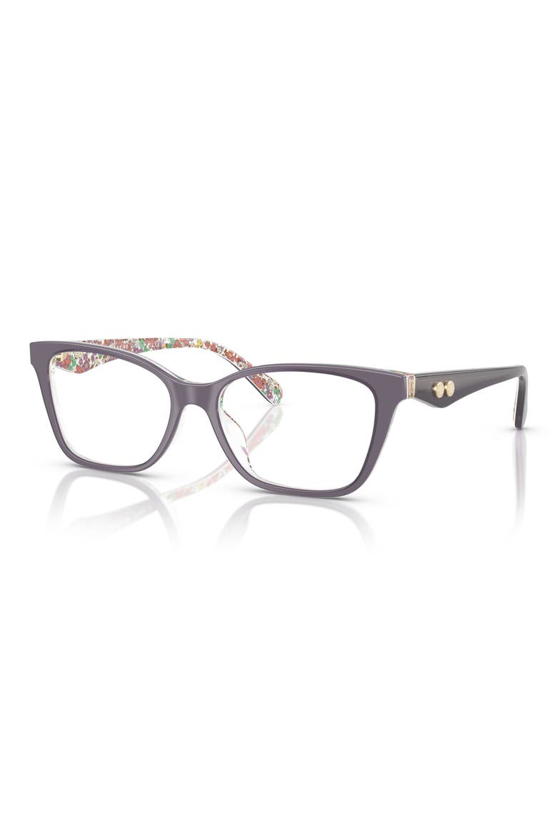 52mm Cat Eye Optical Glasses, Alternate, color, VIOLET / FLORAL / DEMO LENS