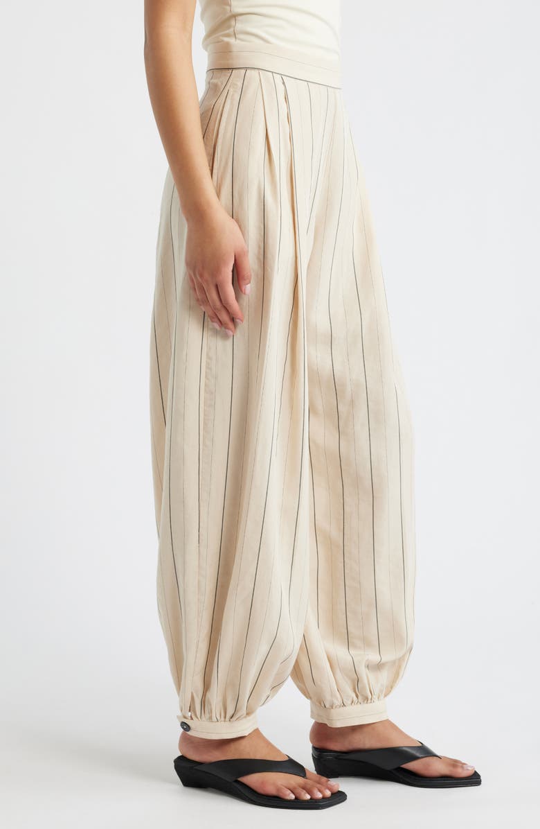 MANGO Malta Pantalon Stripe Balloon Pants, Alternate, color, Ecru
