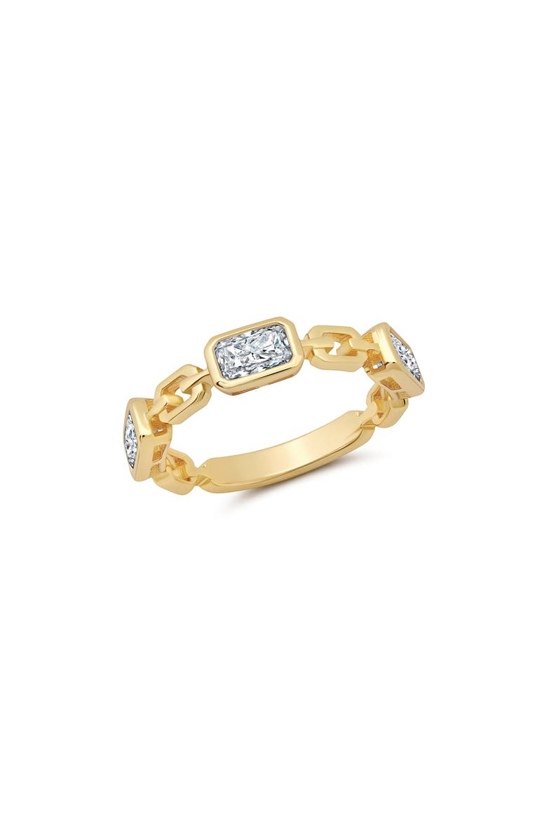 Radiant Frozen Link Ring, Main, color, 18KYG/ CLEAR STONE