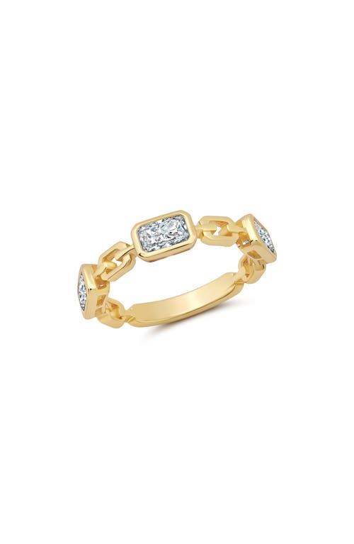 Crislu Radiant Frozen Link Ring In Gold