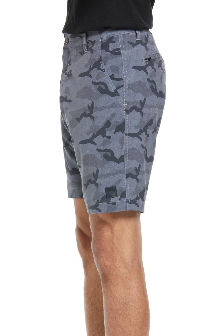 Camo Hybrid Flat Front Shorts, Alternate, color, LIGHT GREY CAMO