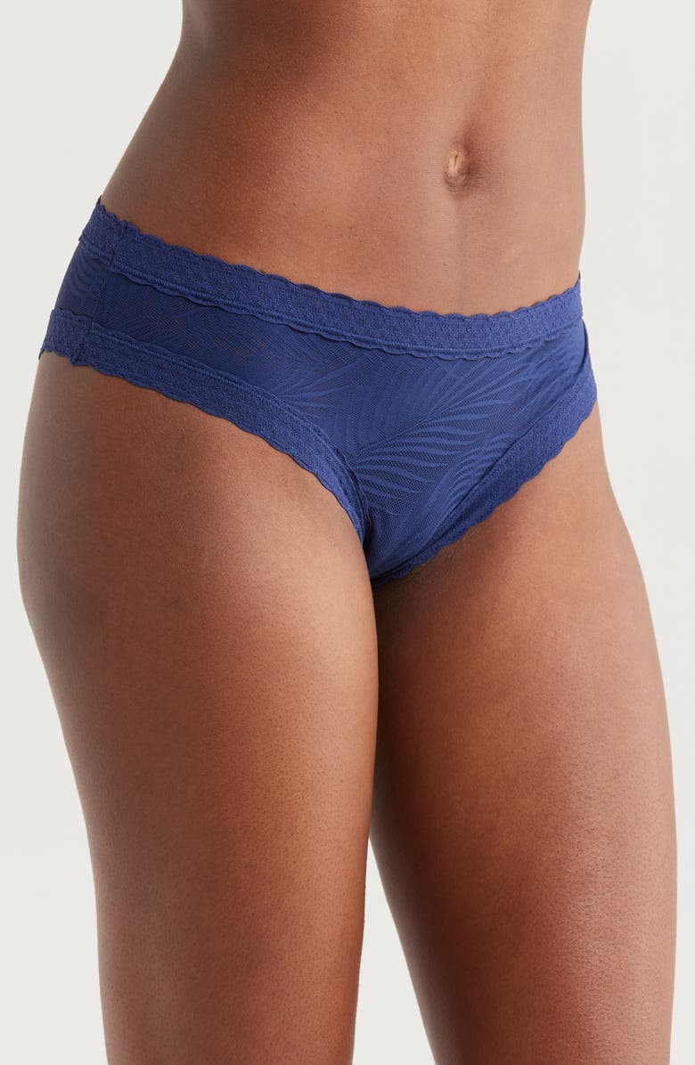 MeUndies Allover Lace Tanga, Alternate, color, Navy Feather