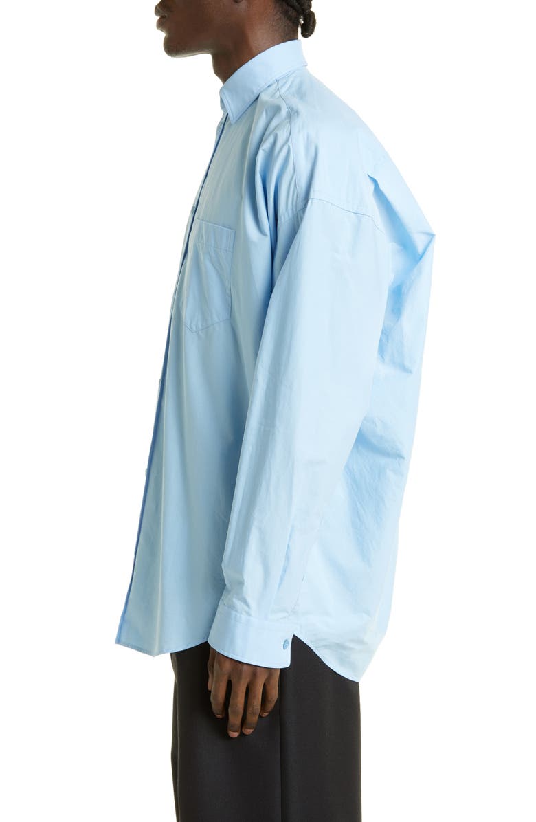 Balenciaga Logo Back Oversize Button-Up Shirt, Alternate, color, 