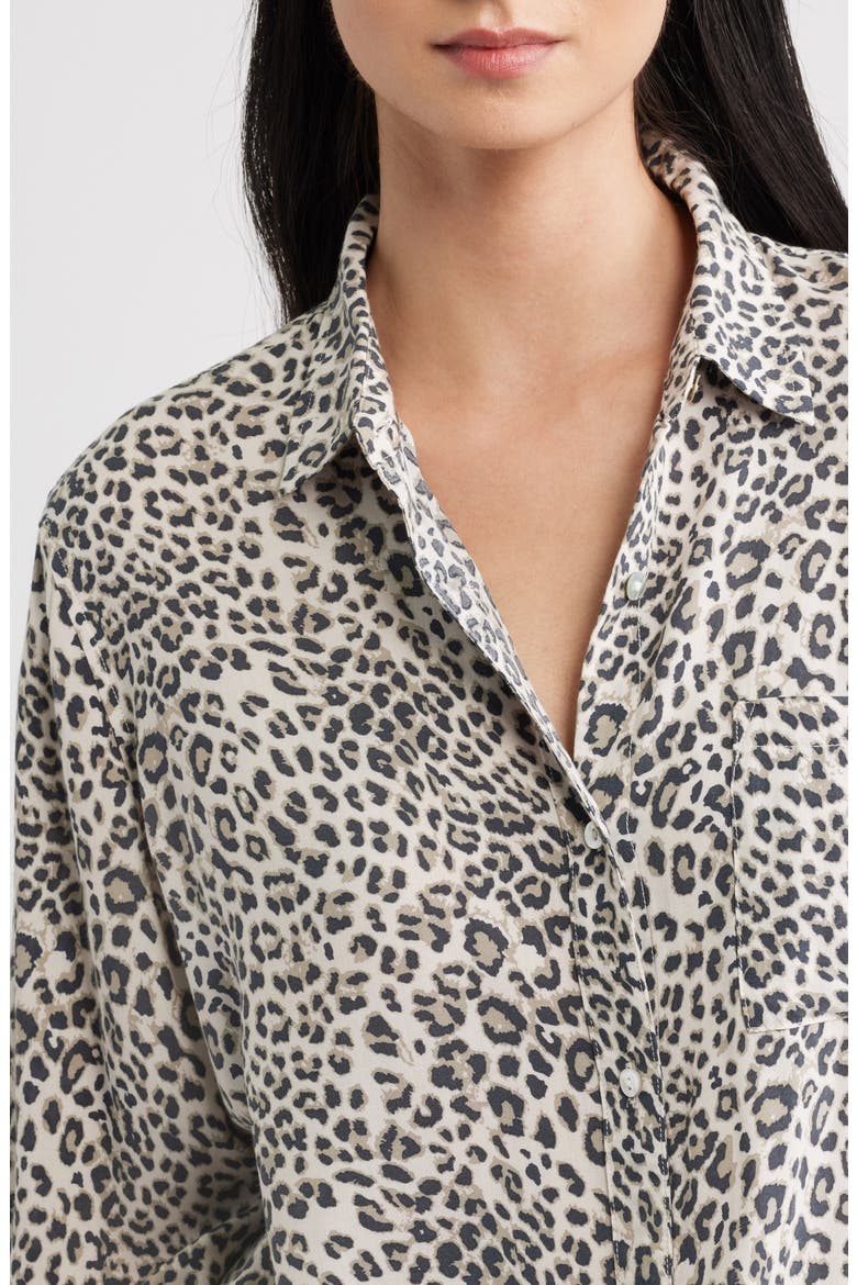 Josephine Leopard Print Button-Up Shirt, Alternate, color, ECRU CHEETAH