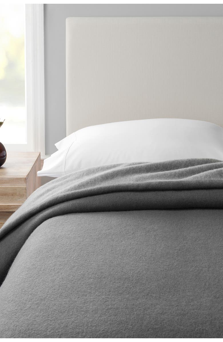 MELANGE HOME King Self Hem Merino Wool Blanket - Ivory/Oatmeal, Alternate, color, Grey/Charcoa