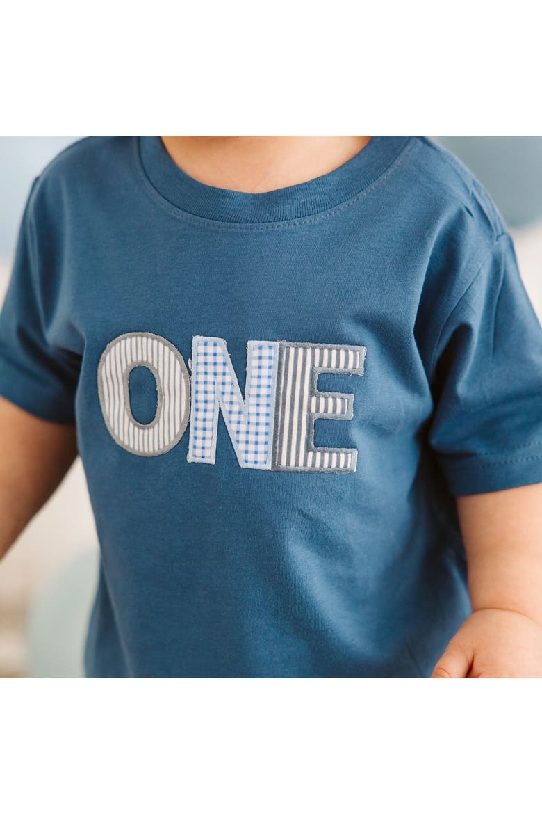 One Patchwork Patch Short Sleeve T-Shirt, Alternate, color, Indigo