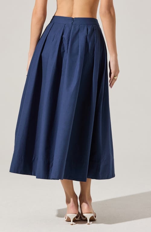 Astr The Label Cotton Midi Skirt In Navy