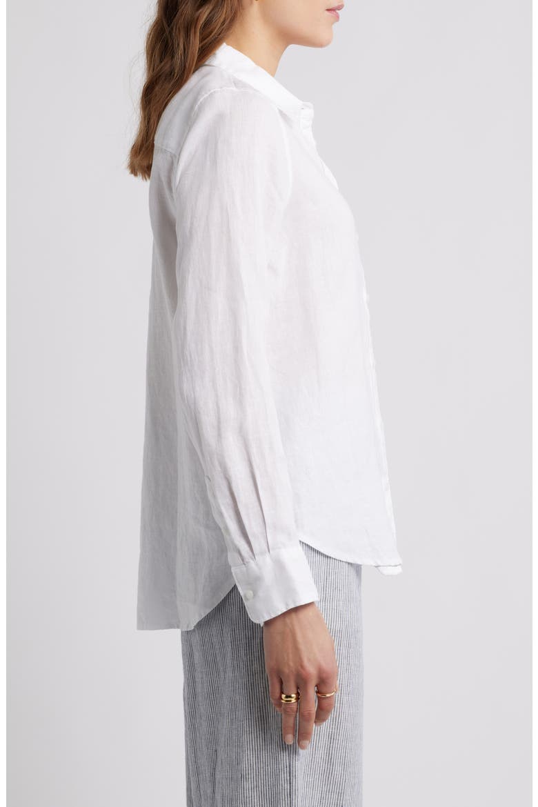 Casual Linen Button-Up Shirt, Alternate, color, WHITE