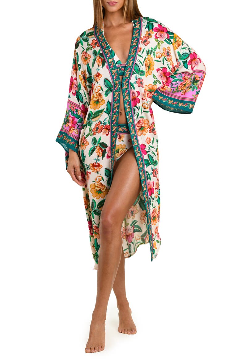 Zen Garden Satin Cover-Up, Main, color, BLUE/ GREEN MULTI