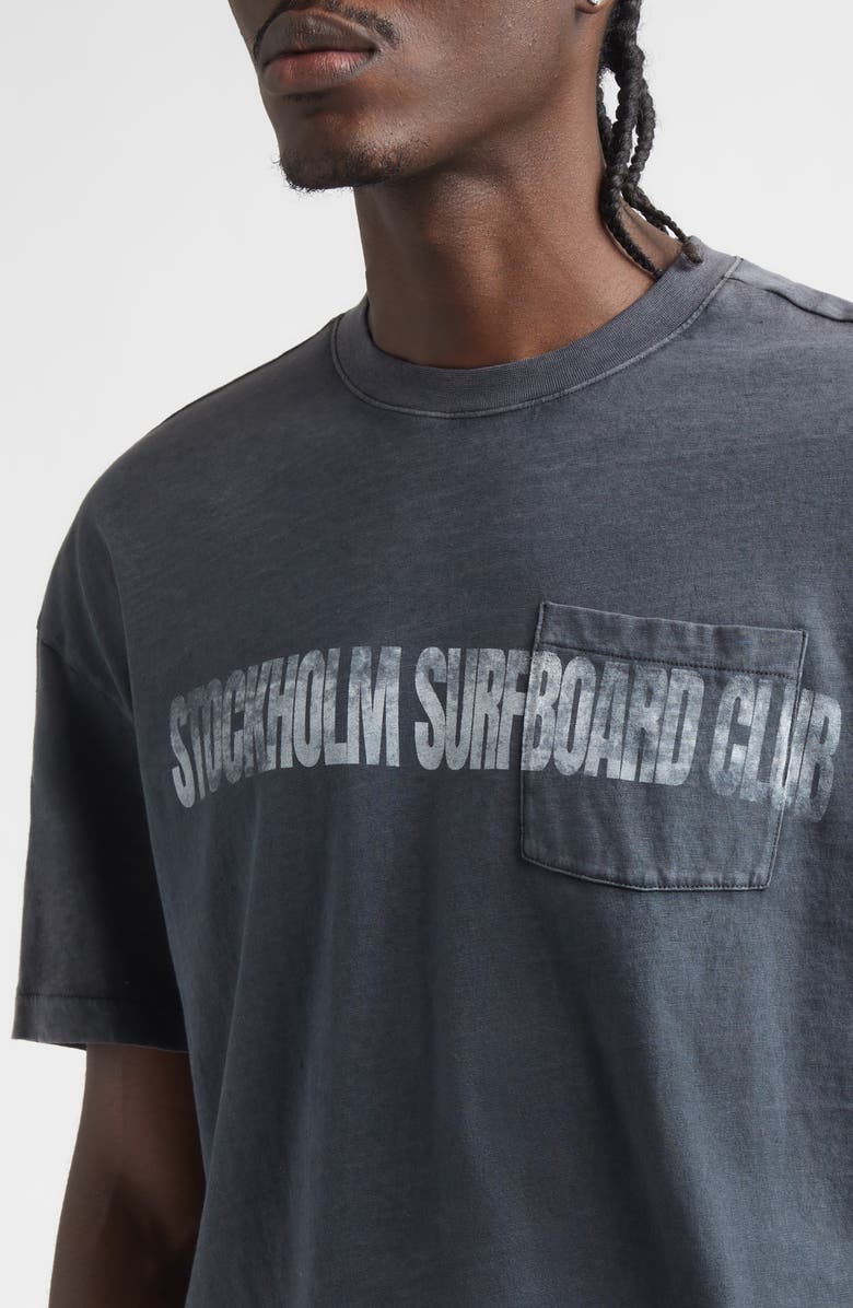 STOCKHOLM SURFBOARD CLUB Life Graphic Organic Cotton Pocket T-Shirt, Alternate, color, Black