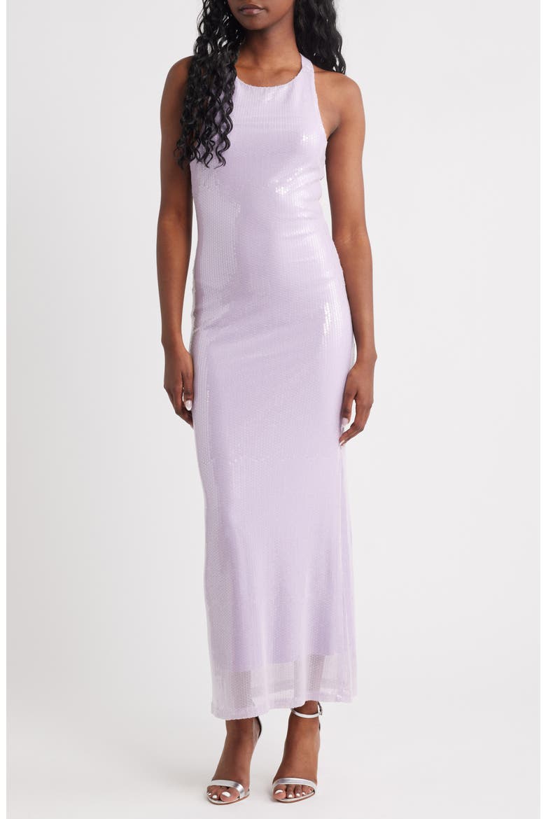 Sequin Sleeveless Gown, Main, color, LILAC