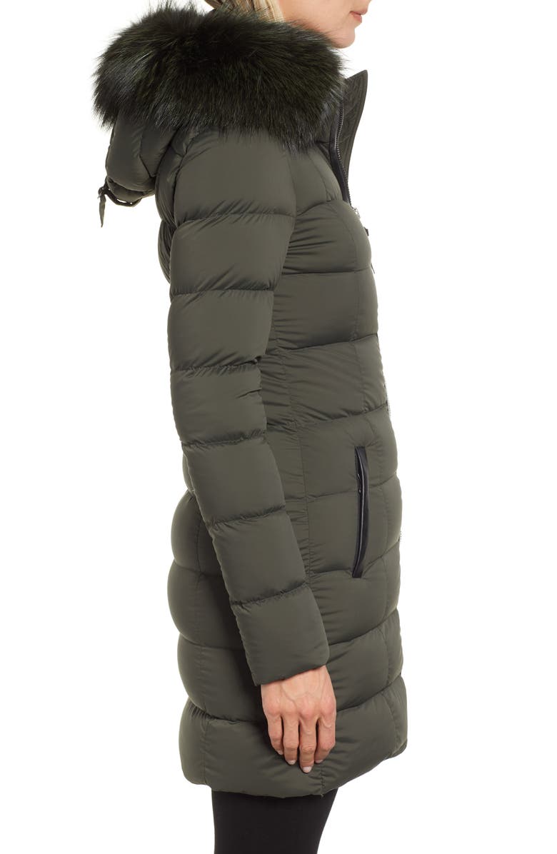 Mackage Calla Genuine Fox Fur Trim Hooded Down Coat, Alternate, color, 