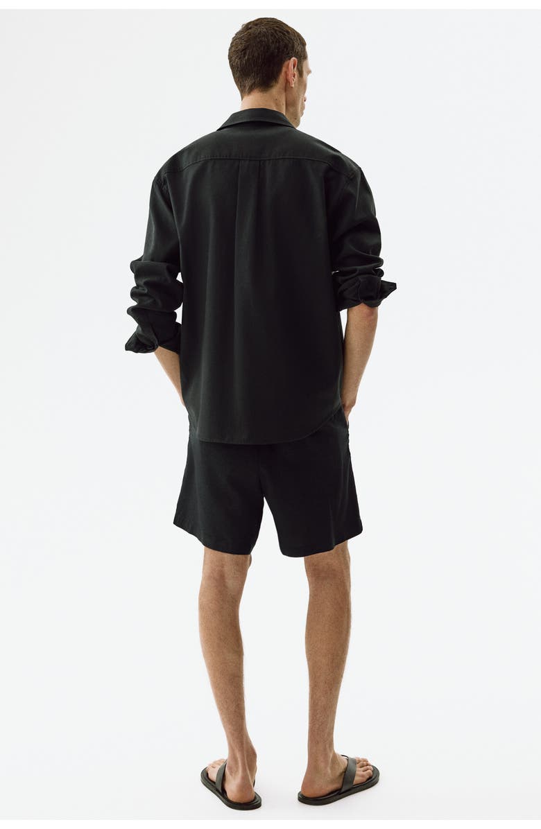 H&M Relaxed-fit linen-blend shorts, Alternate, color, Black