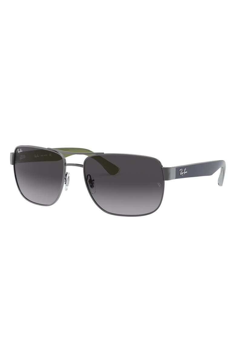 Ray-Ban 58mm Steel Aviator Sunglasses, Alternate, color, Gunmetal/ Grey Gradient