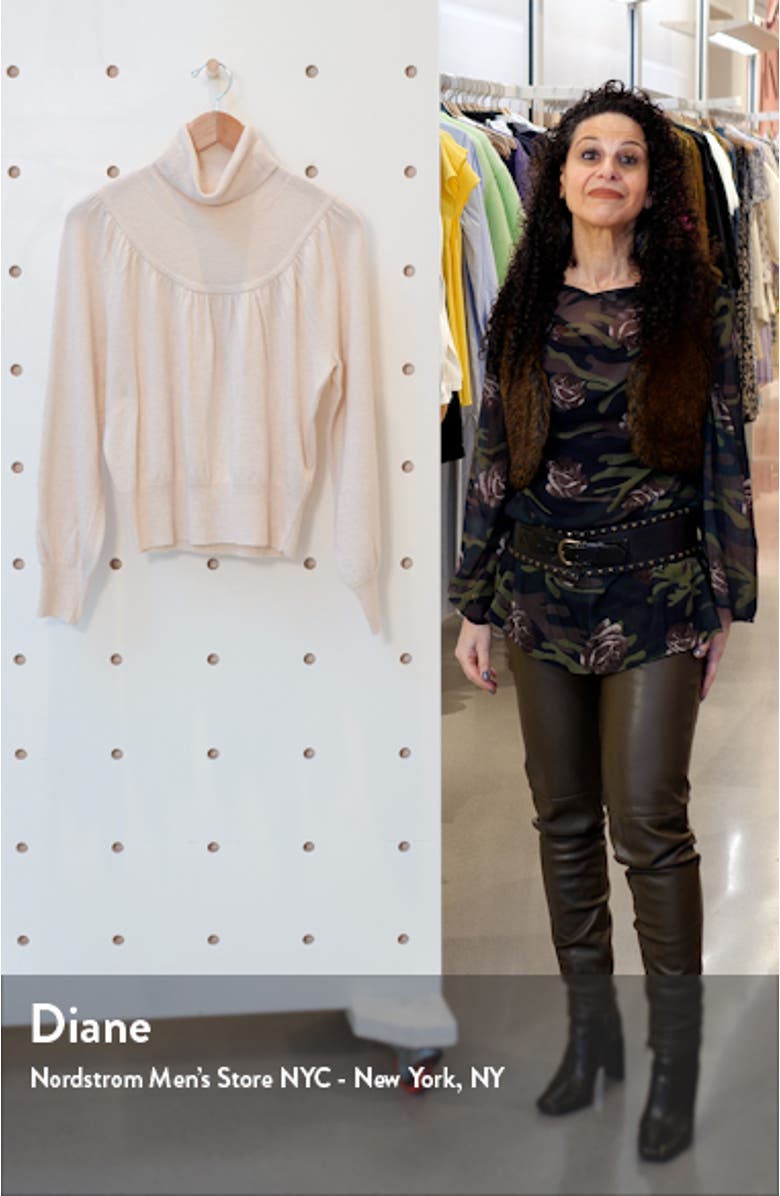 Shirred Balloon Sleeve Turtleneck Sweater, sales video thumbnail