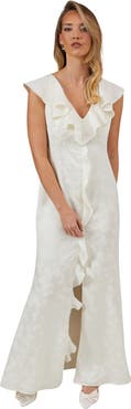 Oasis Satin Jacquard V-Neck Bridesmaid Dress