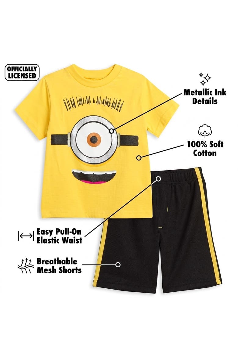 Minions 2-Piece T-Shirt and Shorts Set, Alternate, color, Minion Yellow Black