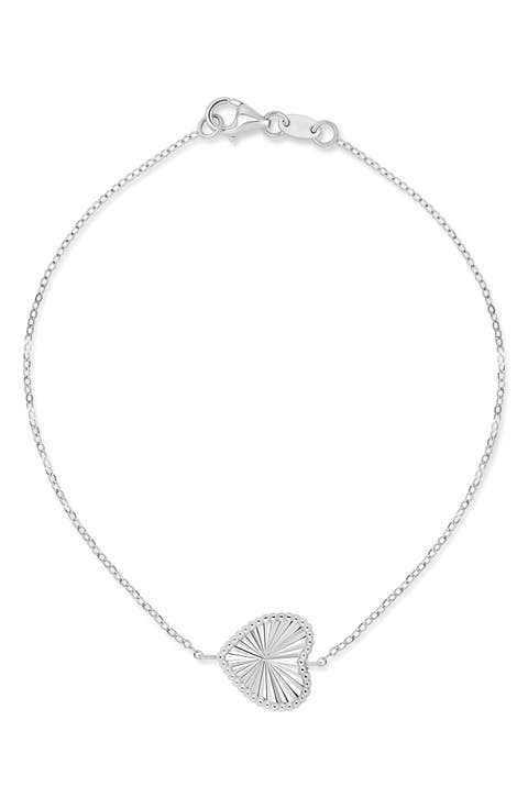 14K Gold Heart Line Bracelet
