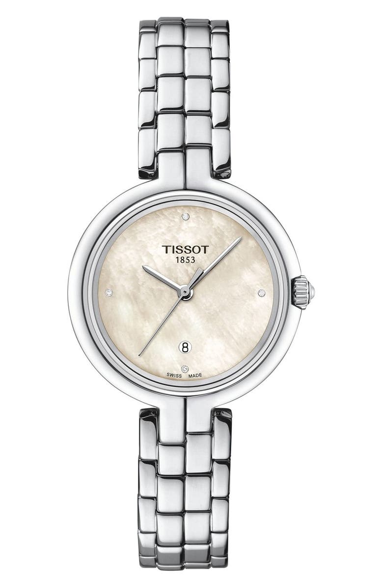Tissot Flamingo Bracelet Watch, 30mm, Main, color, White Mother Of Pearl