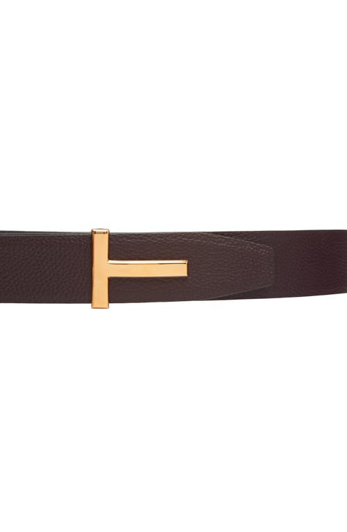 Tom Ford T Icon Reversible Soft Grain Leather Belt In Brown