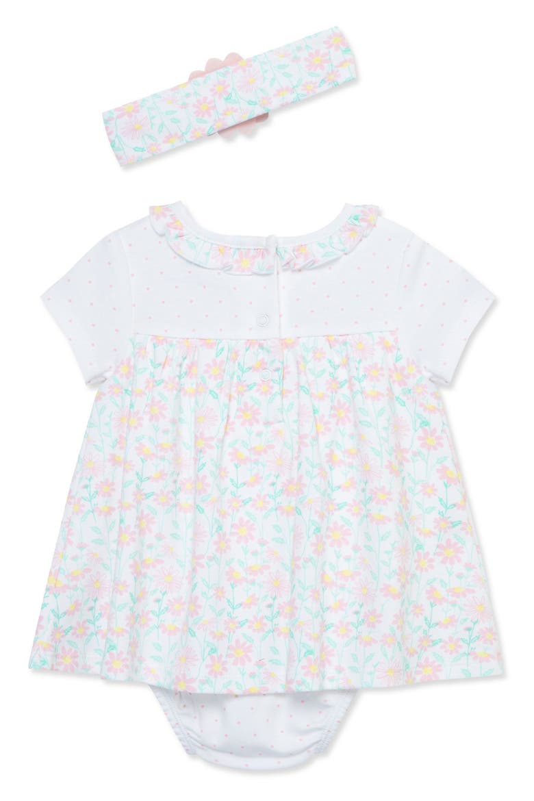 Daisy Dot Skirted Cotton Bodysuit & Headband Set, Alternate, color, FLORAL