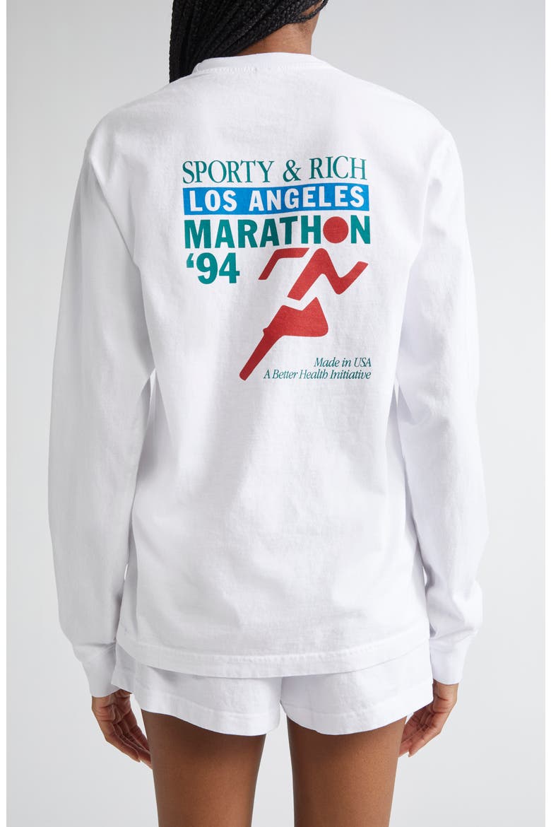 LA Marathon Long Sleeve Cotton T-Shirt, Alternate, color, WHITE