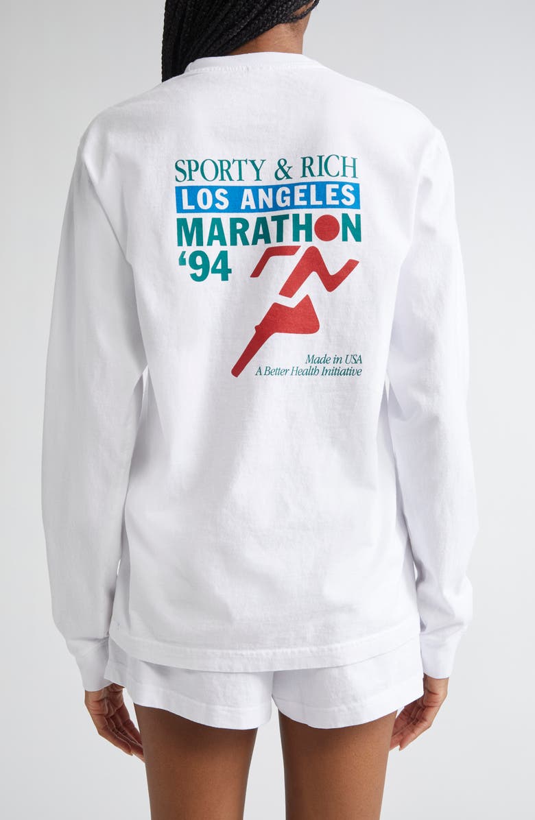 Sporty & Rich LA Marathon Long Sleeve Cotton T-Shirt, Alternate, color,