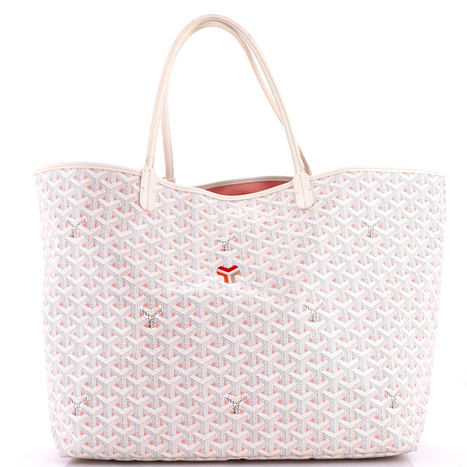 Pre-Owned Goyard Saint Louis Tote Claire Voie Coated Canvas GM, Main, color, White