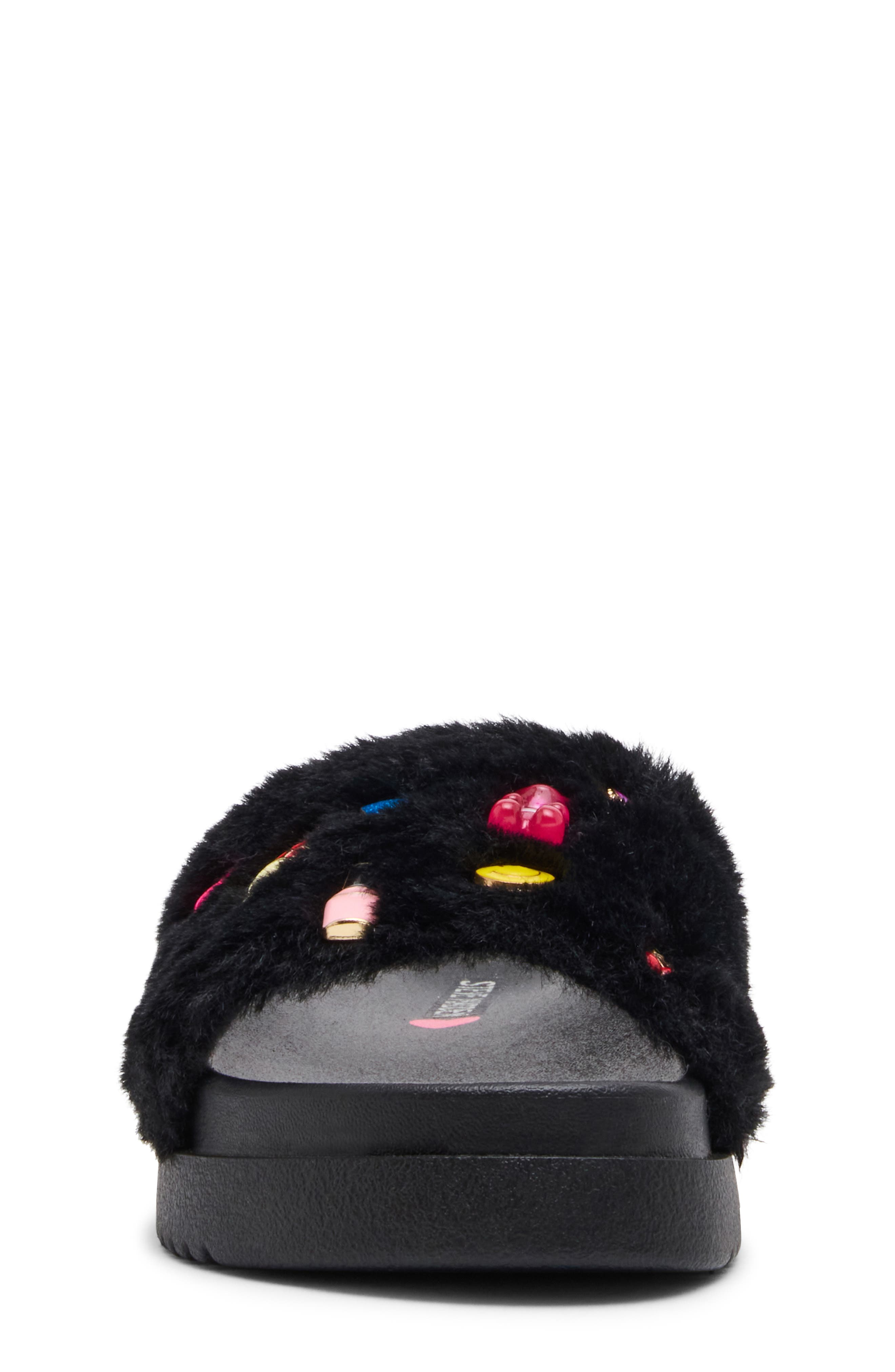 Kids' JDUMBO-R Faux Fur Slide Sandal, Alternate, color, BLACK