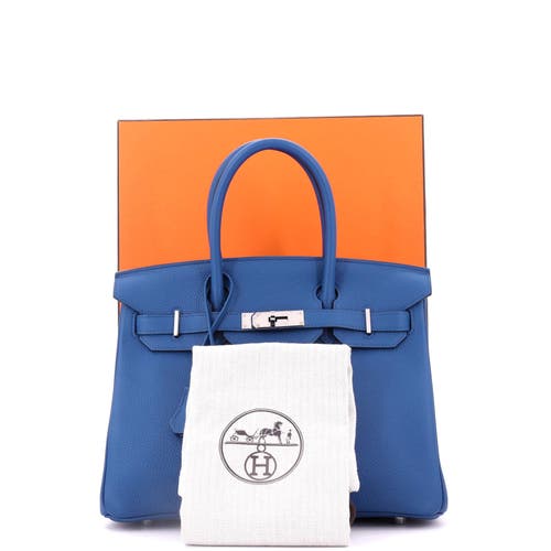 Pre-owned Hermes Hermes Birkin Handbag Blue Togo With Palladium Hardware 30 In Blue