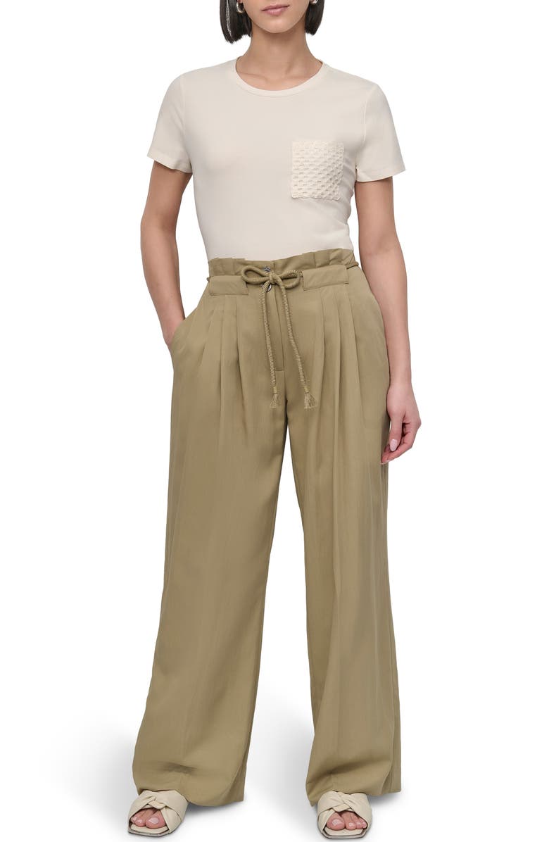 DKNY Rope Tie Wide Leg Pants, Alternate, color, 