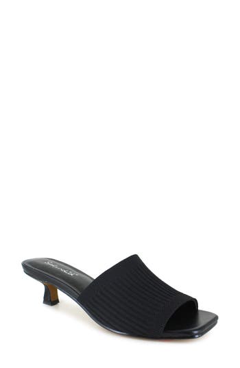 Splendid Hadley Kitten Heel Slide Sandal In Black Knit